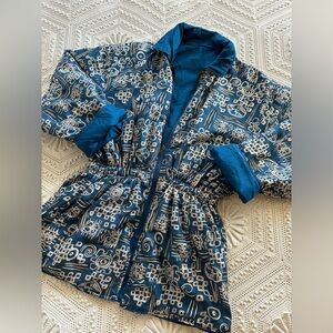 VNTG Printed Silk Reversible Jacket (Robert Stock Limited Sz L)